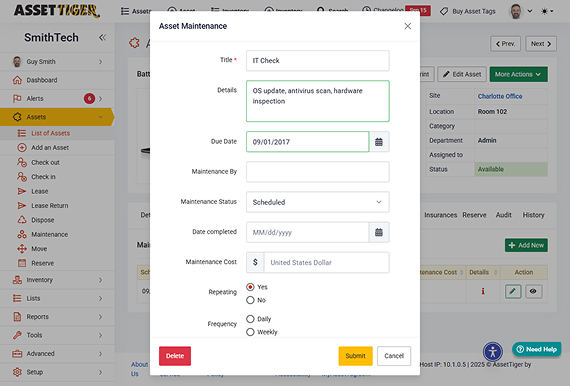 Maintenance Scheduling